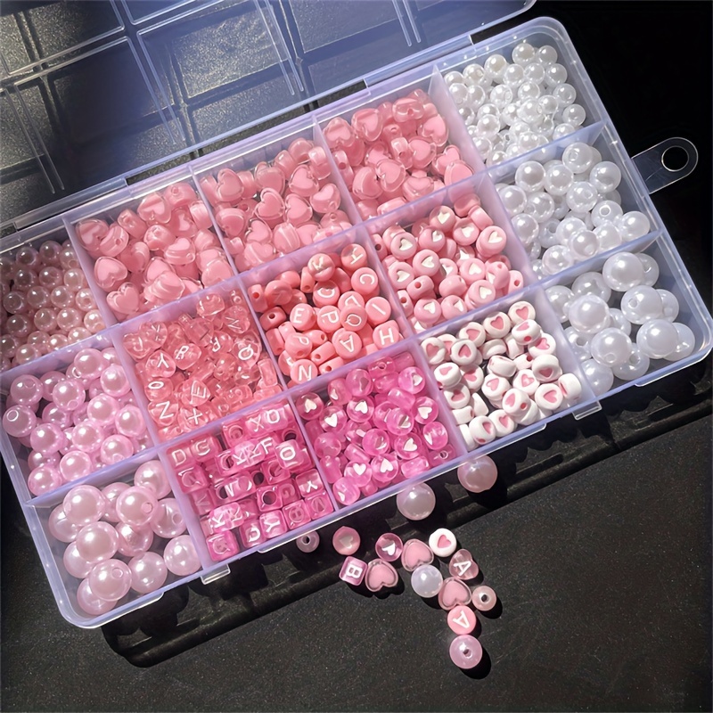 Jewelry Making Box - 10-teilige rosa Alphabet-Box, Acrylperlen, handgefertigtes Schmuckherstellungsset,