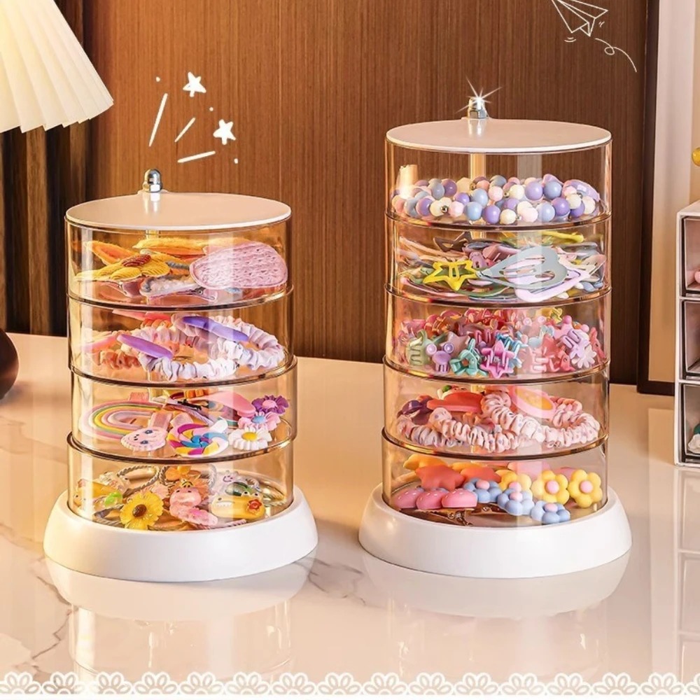 Jewelry Making Box - 360° Drehbarer Transparenter Haaraccessoire-Organizer Kompakte Kunststoff-Aufbewahrungsbox