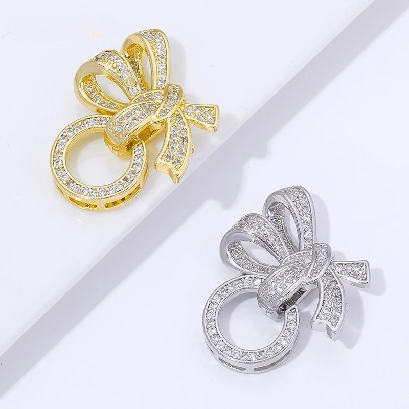 Jewelry Making Rings - 18K Vergoldete Perlenverschlüsse mit Zirkonia-Besatz, 3-Ring-Schmetterlings-Schmuckverschlüsse