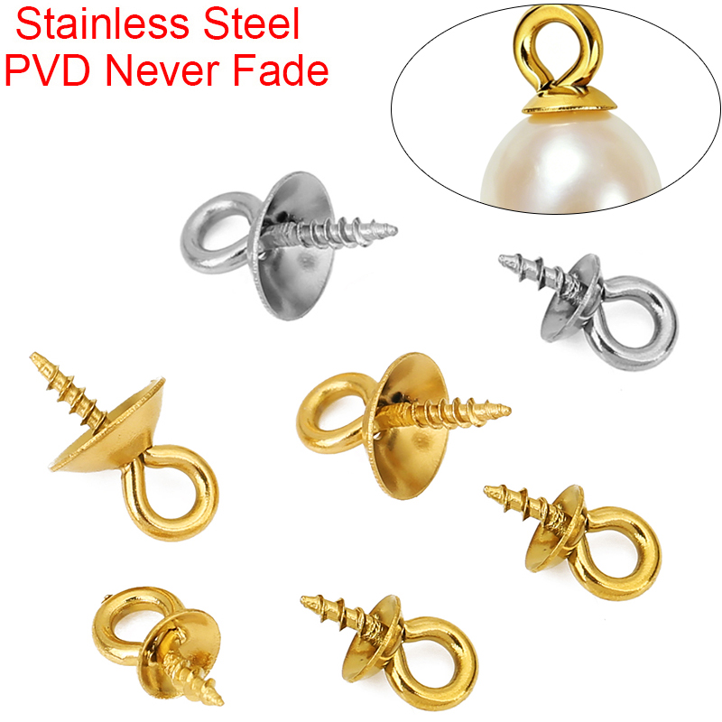 Jewelry Making Eye Pins - 20 Stück Edelstahl-Perlenanhänger-Verbinder 4-6 mm, Nie