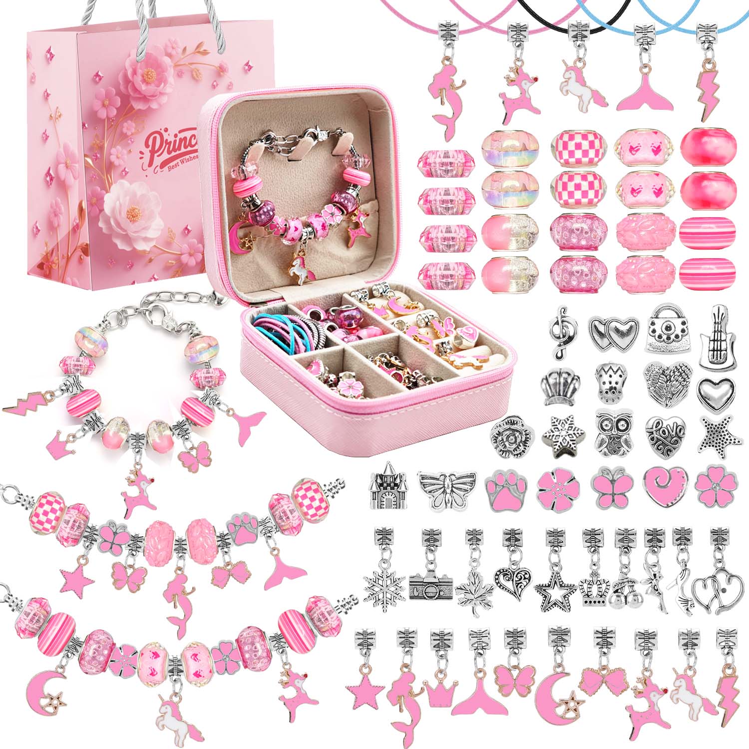 68-teiliges rosa Perlen-Schmuc – Jewelry Making Box Bewertung und Preis
